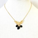 Van Dell Black Onyx Berry Cluster Gold Filled Necklace