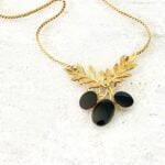 Van Dell Black Onyx Berry Cluster Gold Filled Necklace