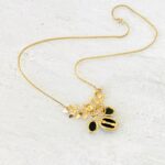Van Dell Black Onyx Berry Cluster Gold Filled Necklace