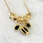 Van Dell Black Onyx Berry Cluster Gold Filled Necklace