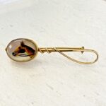 Vintage Faux Essex Crystal Horse Brooch Yellow Gold Filled - Reverse Carved and Painted - Equestrian Jewelry