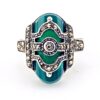 Art Deco Sterling Silver Marcasite Green Onyx Ring