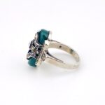 Art Deco Sterling Silver Marcasite Green Onyx Ring