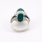 Art Deco Sterling Silver Marcasite Green Onyx Ring