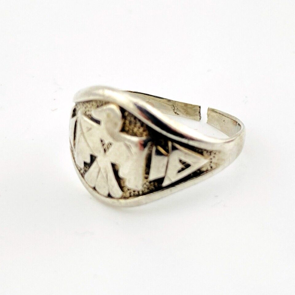 Bell Trading Post Cigarband Thunderbird Sterling Silver Ring