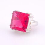 Radiant Cut Neon Pink Ruby Ring