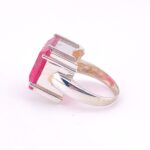 Radiant Cut Neon Pink Ruby Ring