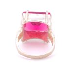 Radiant Cut Neon Pink Ruby Ring