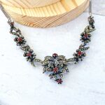 Sterling Silver Marcasite Garnet Necklace
