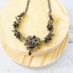 Sterling Silver Marcasite Garnet Necklace