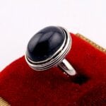 Vintage Black Onyx Oval Cabochon Sterling Silver Ring