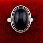 Vintage Black Onyx Oval Cabochon Sterling Silver Ring