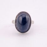 Vintage Black Onyx Oval Cabochon Sterling Silver Ring