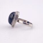 Vintage Black Onyx Oval Cabochon Sterling Silver Ring