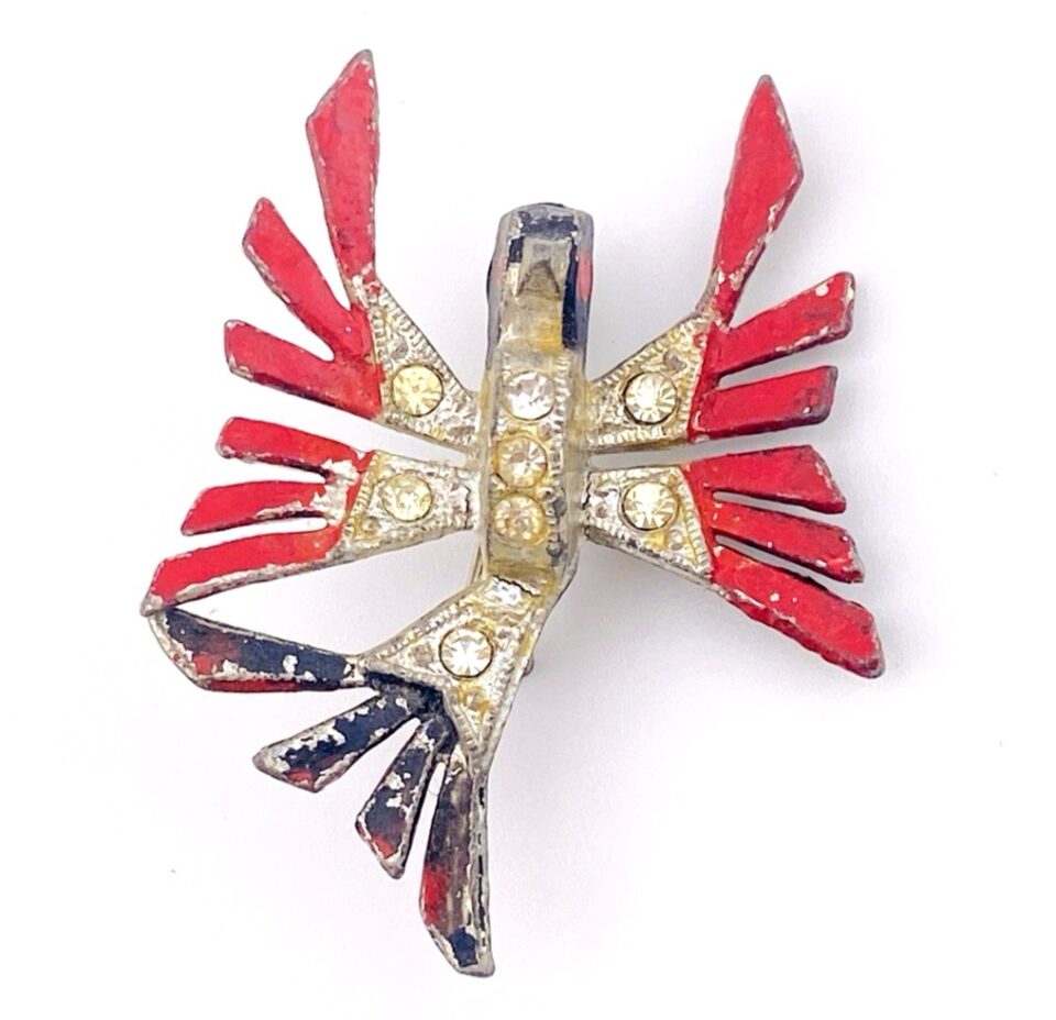 Art Deco Pot Metal Enamel Eagle Pin