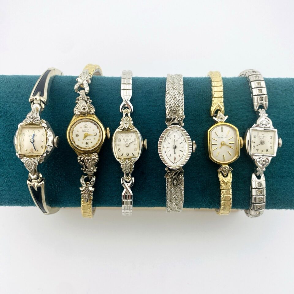 Gold Filled Diamonds Ladies Watch Lot 6 Gruen Bulova 23J Hamilton Precision VTG