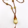 Vintage Jadeite Jade Hand Woven Silk Necklace Good Luck Gourd Pendant 26" Long