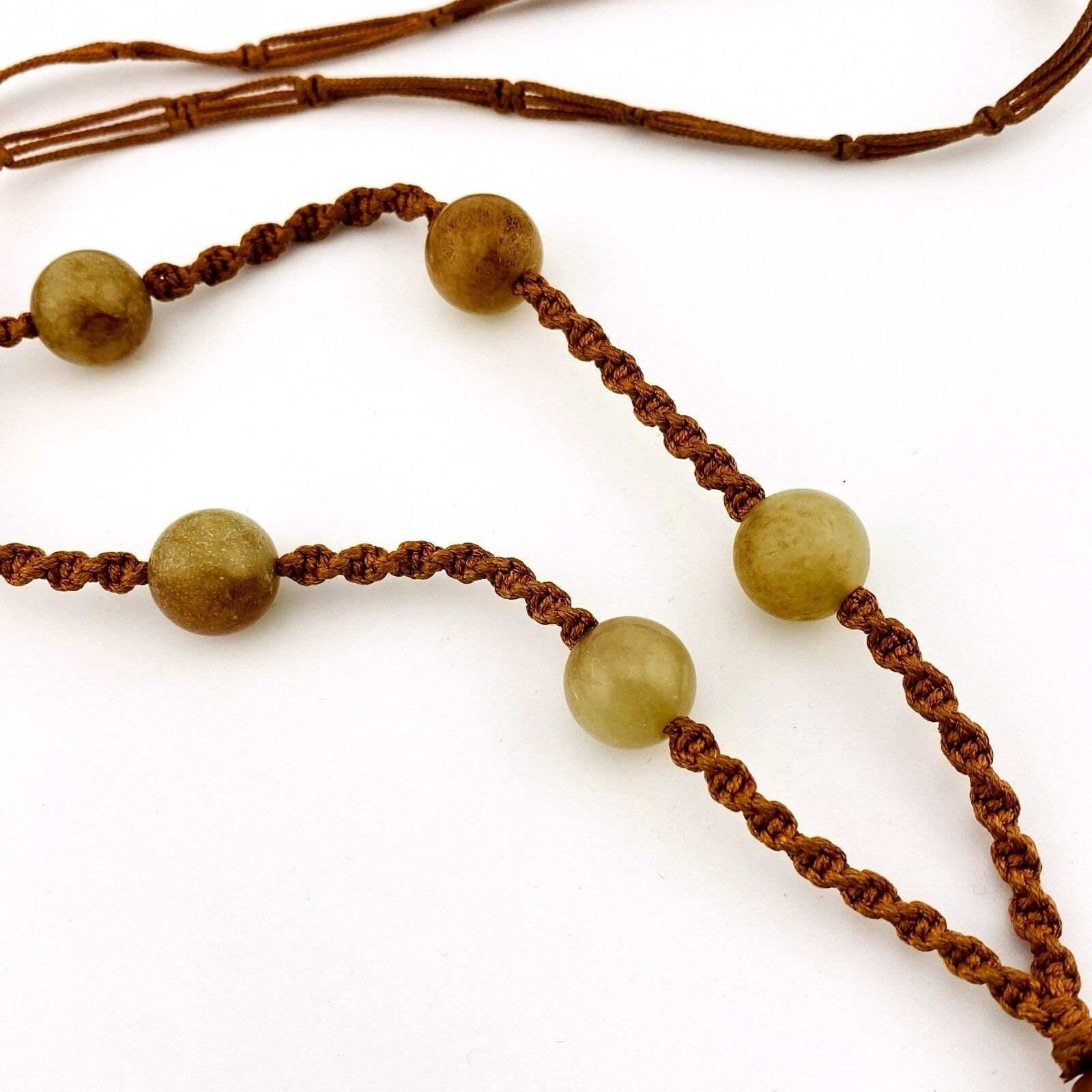 Vintage Jadeite Jade Hand Woven Silk Necklace Good Luck Gourd Pendant 26" Long