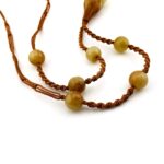 Vintage Jadeite Jade Hand Woven Silk Necklace Good Luck Gourd Pendant 26" Long