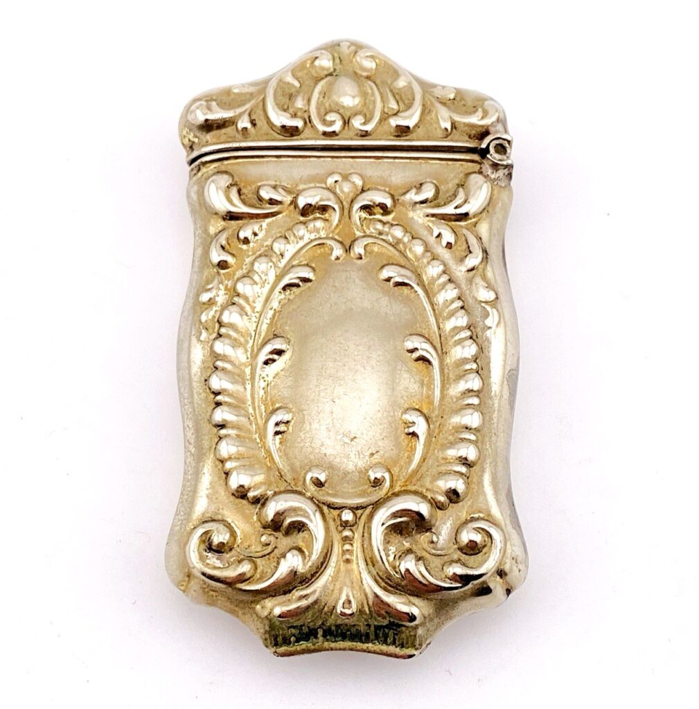 Antique Silver Tone Vesta Case Match Safe by Blake Co., James E. Marked STERLINE