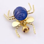 Blue Onyx Scarab Gold Filled Bug Brooch