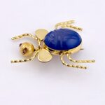 Blue Onyx Scarab Gold Filled Bug Brooch
