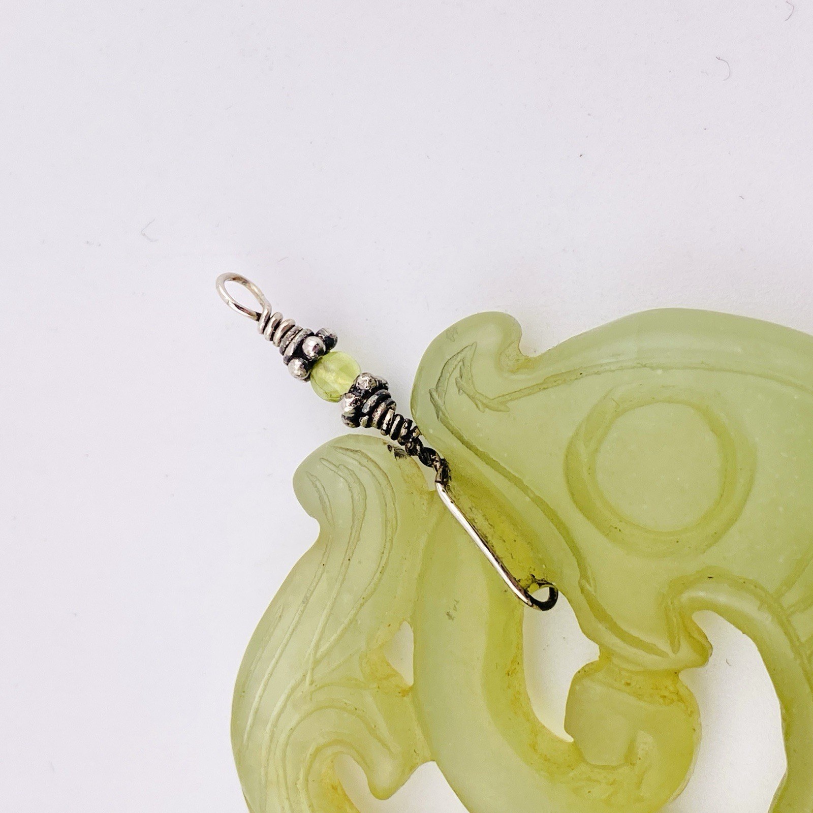 Hand Carved Serpentine Stone Fish Pendant