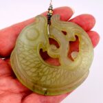 Hand Carved Serpentine Stone Fish Pendant