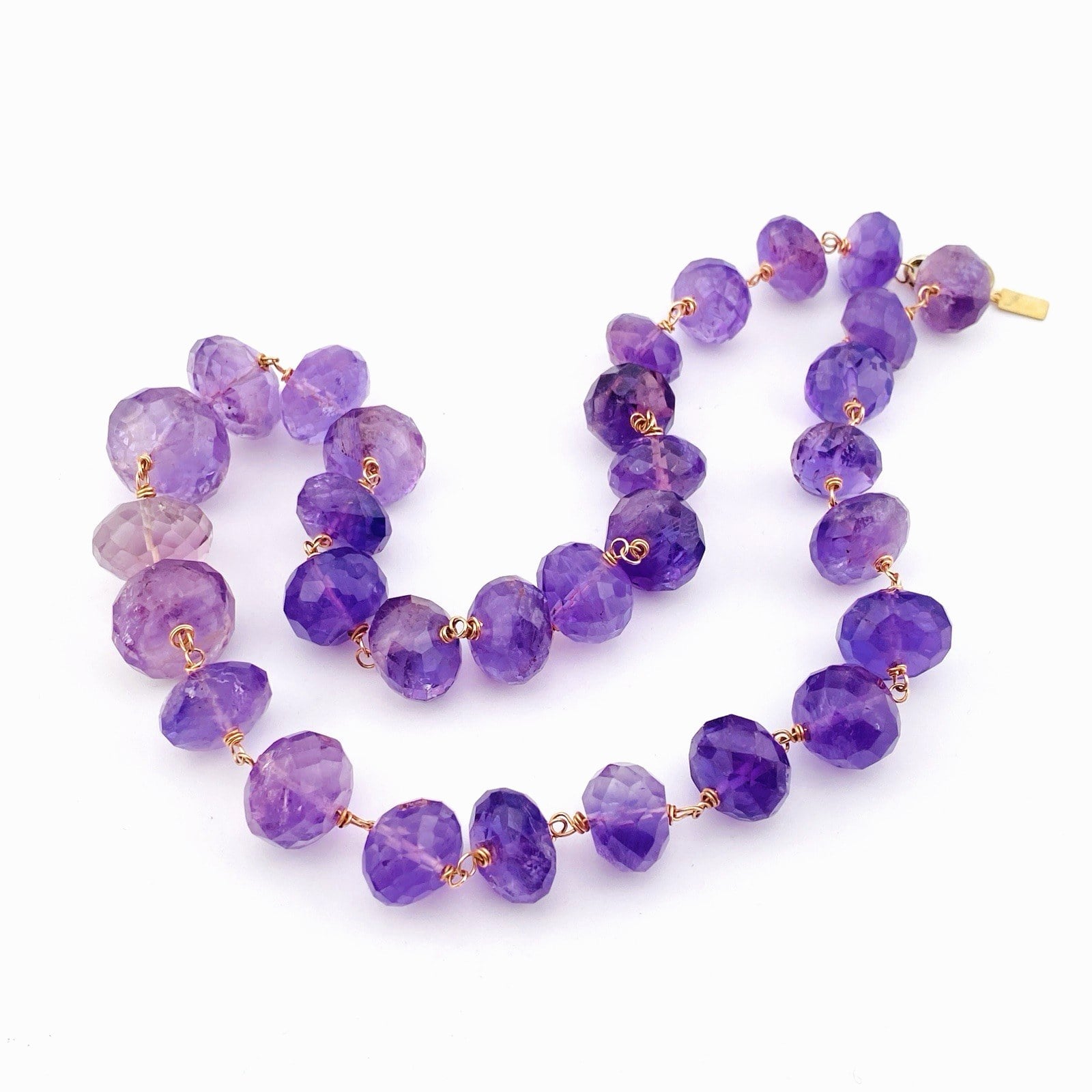Faceted Amethyst Beads Gold Filled Necklace