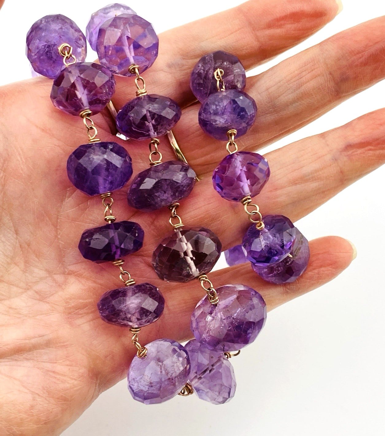 Faceted Amethyst Beads Gold Filled Necklace