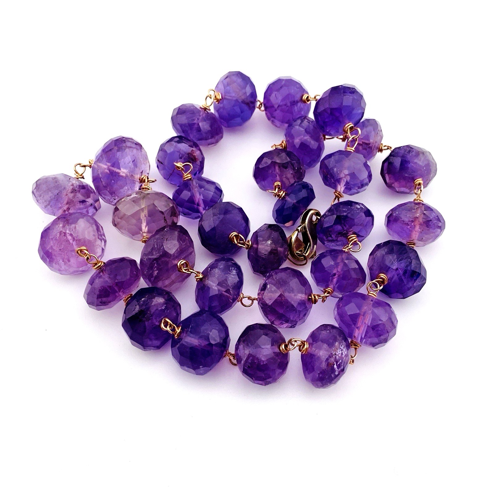 Faceted Amethyst Beads Gold Filled Necklace