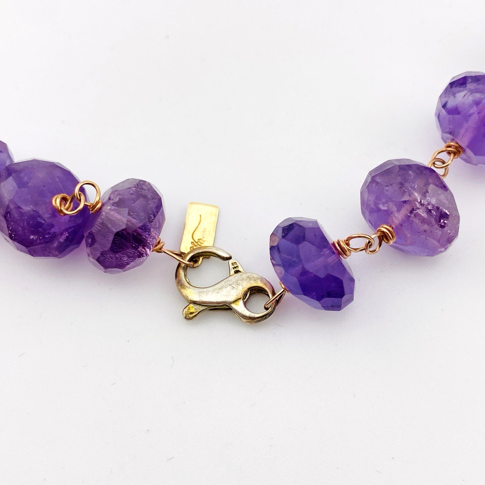 Faceted Amethyst Beads Gold Filled Necklace
