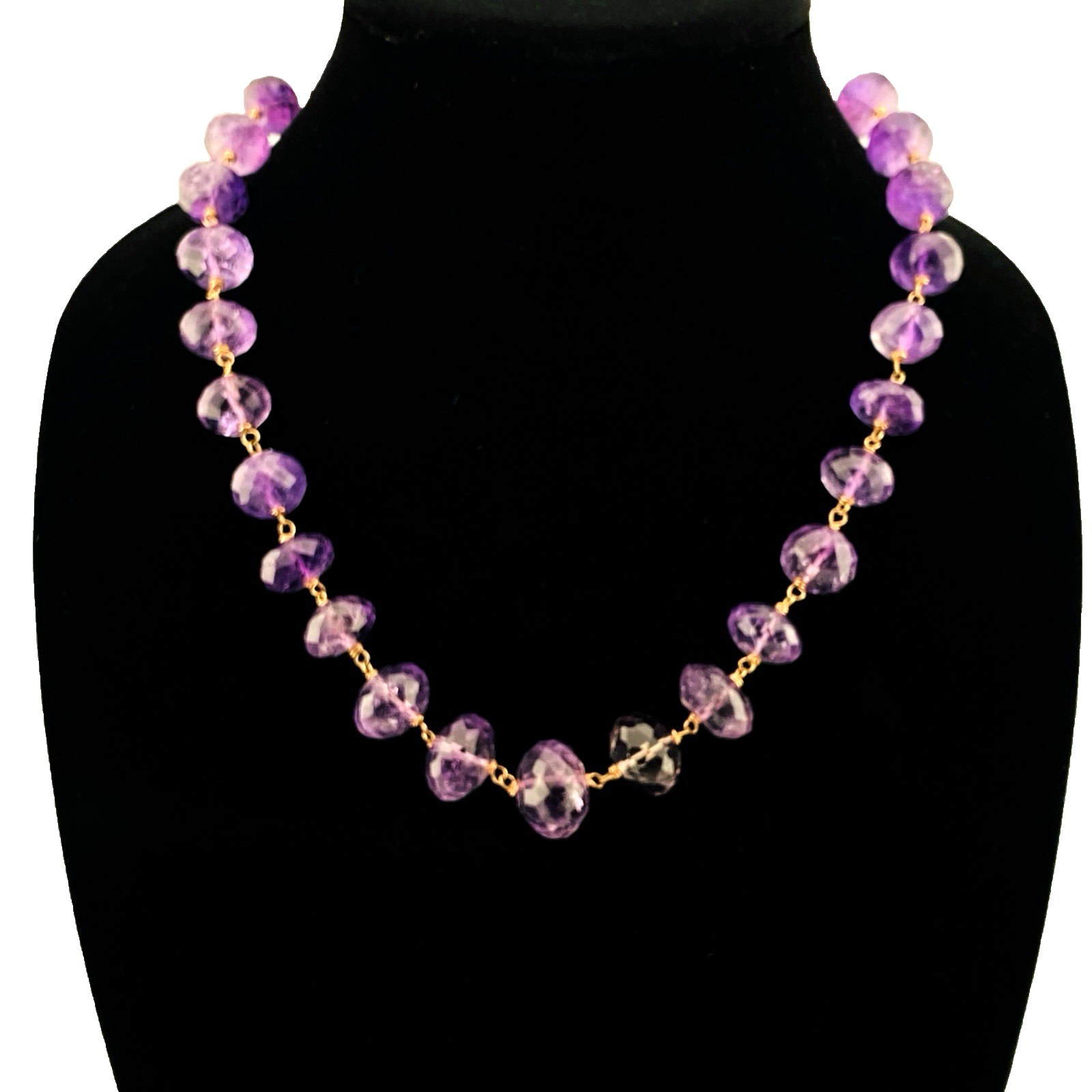 Faceted Amethyst Beads Gold Filled Necklace