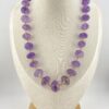 Faceted amethyst bead necklace with rose gold filled wire wrapped stones one of a kind artist signed 20 inch
