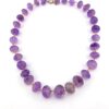 Faceted amethyst bead necklace with rose gold filled wire wrapped stones one of a kind artist signed 20 inch