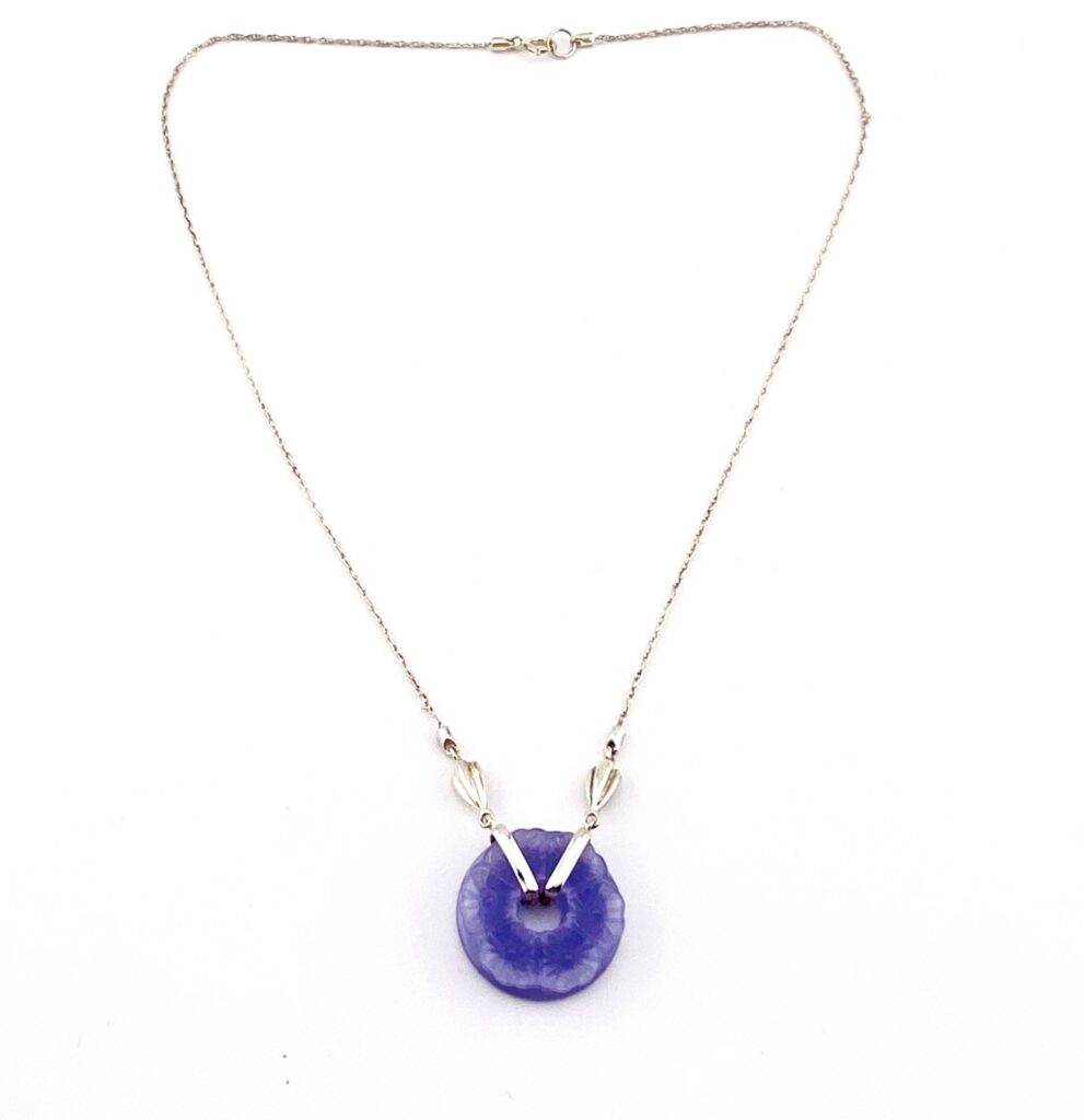 Lavender Jade Pendant Necklace in Sterling Silver