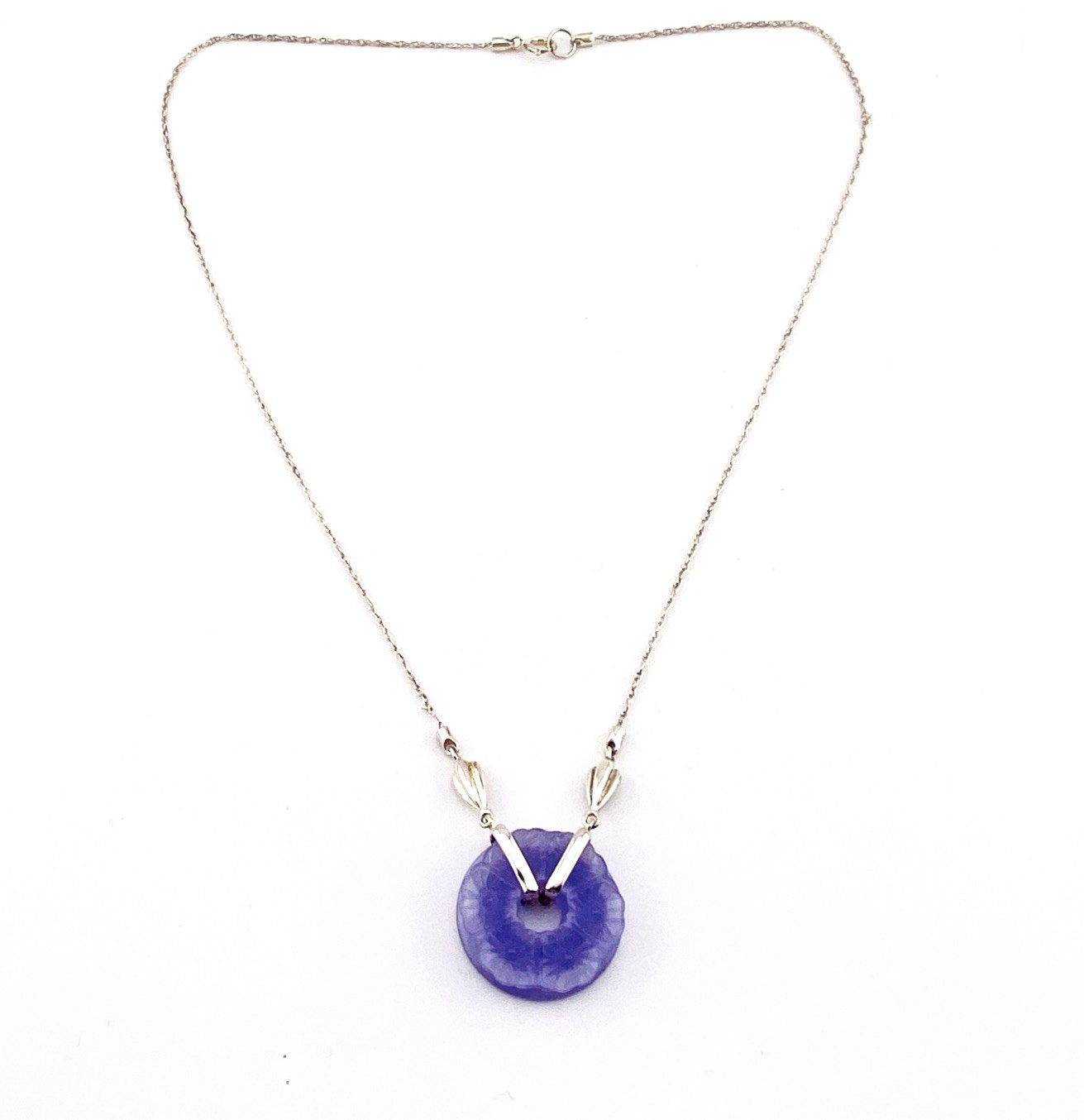 Lavender Jade Pendant Necklace in Sterling Silver