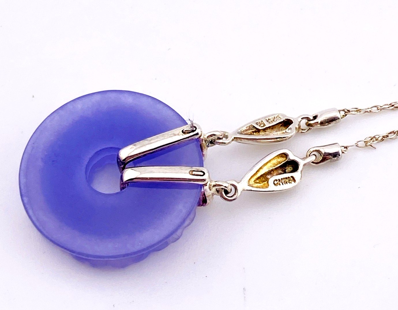 Lavender Jade Pendant Necklace in Sterling Silver