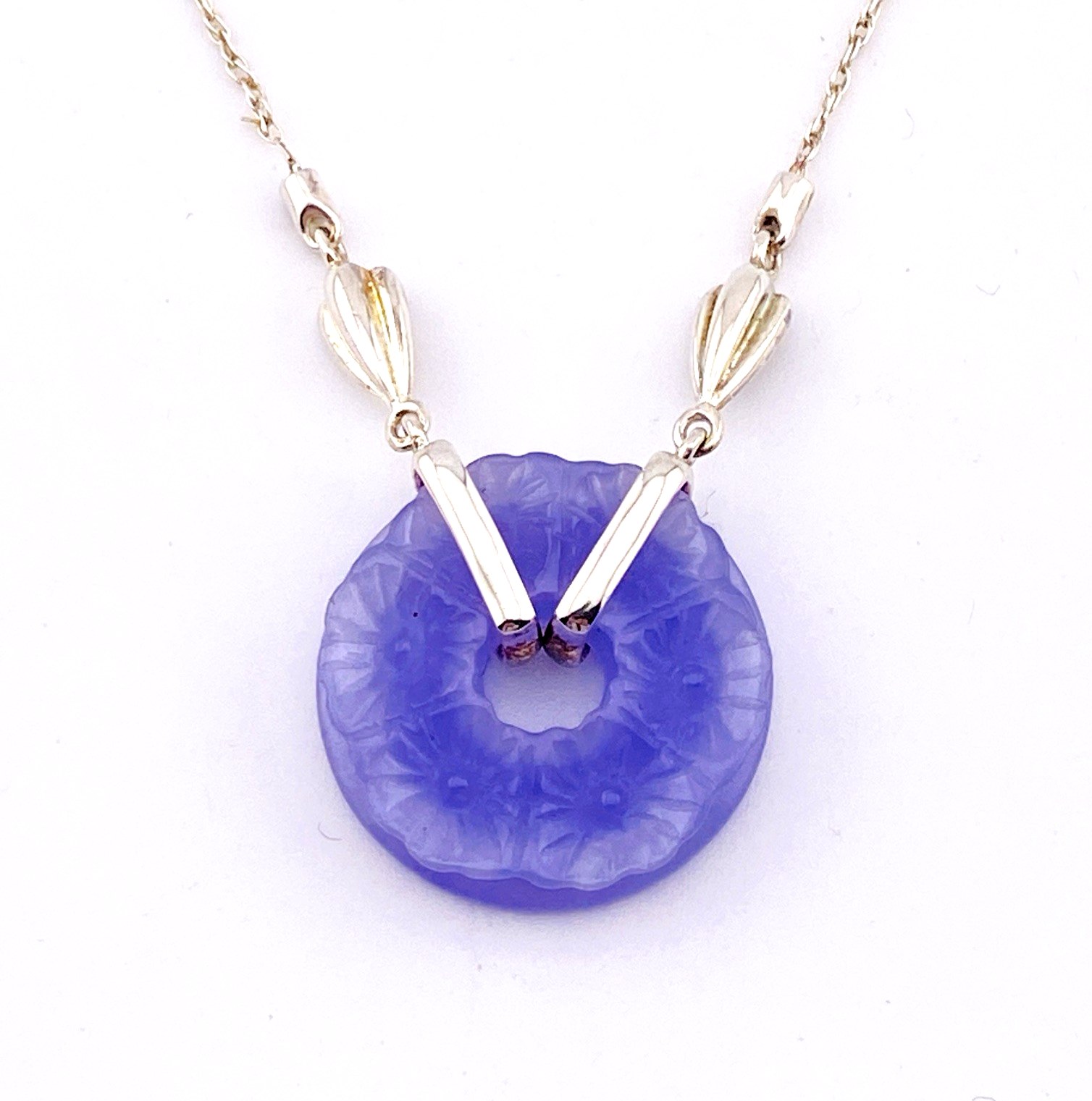 Lavender Jade Pendant Necklace in Sterling Silver