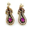 Mixed Metals Ruby Halo Drop Earrings