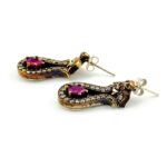Mixed Metals Ruby Halo Drop Earrings