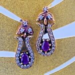 Mixed Metals Ruby Halo Drop Earrings