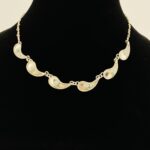 Paisley Link Turquoise Glass Cabochon Sterling Silver Necklace