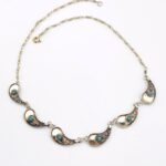 Paisley Link Turquoise Glass Cabochon Sterling Silver Necklace