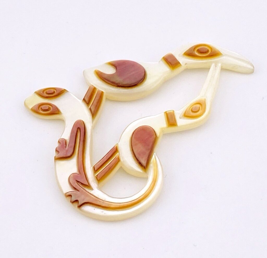 Hand Carved Mother of Pearl Shell Pacific Ocean Pendant