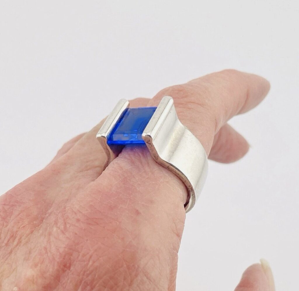 Sapphire Blue Cubic Zirconia Sterling Silver Ring