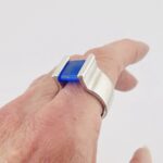 Sapphire Blue Cubic Zirconia Sterling Silver Ring