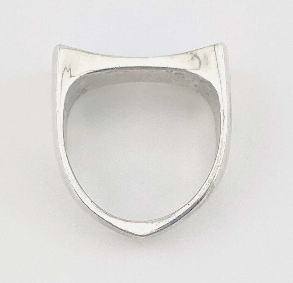 Modernist Sterling Silver Ring - Turquoise Enamel in a Saddle Setting