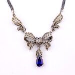 Sterling Silver Marcasite Bow Necklace