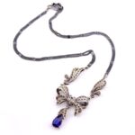 Sterling Silver Marcasite Bow Necklace
